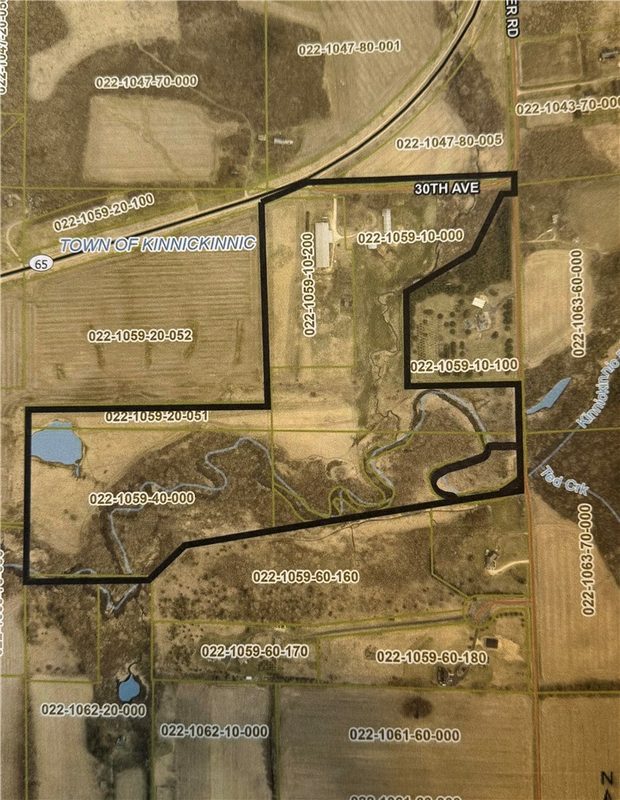 1171 30th Avenue, River Falls WI 54022 - County parcel map showing property boundary outline along 30th Ave in Town of Kinnickinnic - MLS #1599019 - image3