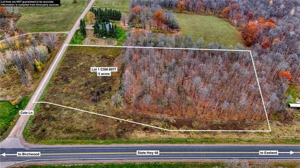 Lot 1 CSM 8977 (5 acres) State Hwy 48  Exeland WI 54835